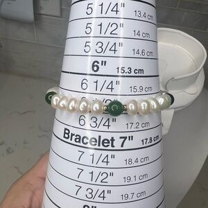 Elegant Real Pearl and Green Bead Bracelet